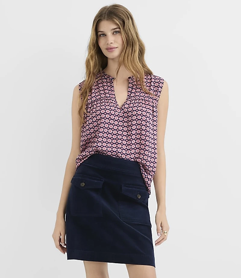 Foulard Shirred Yoke Shell
