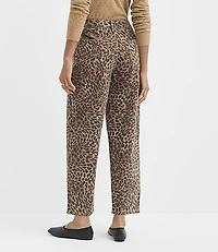 Rivete Petite Curvy High Rise Barrel Jeans Leopard Print