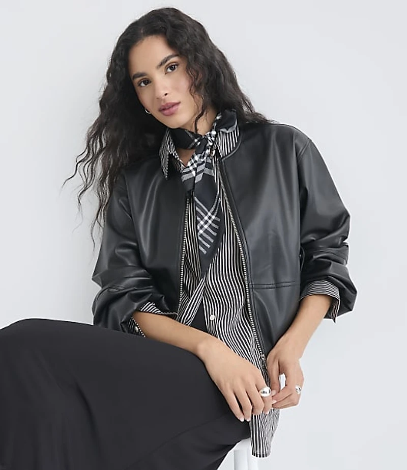 Faux Leather Bubble Jacket