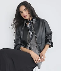 Faux Leather Bubble Jacket