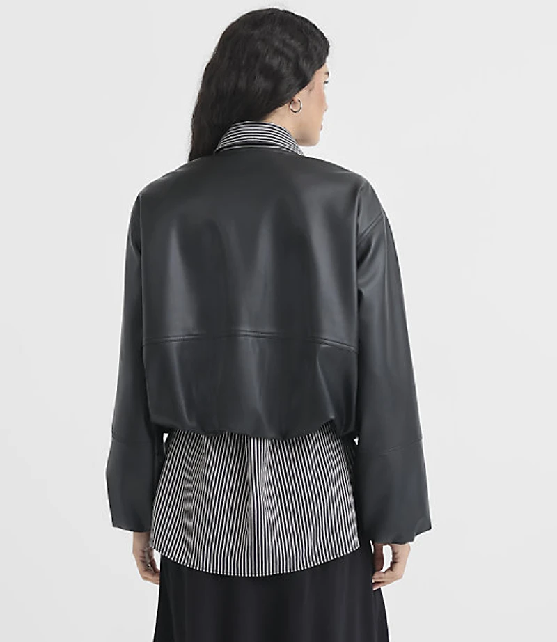 Faux Leather Bubble Jacket