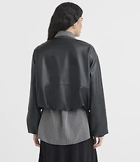Faux Leather Bubble Jacket