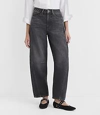 Rivete Seamed High Rise Barrel Jeans Washed Black