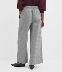 Pull On Wide Leg Pants Plaid Brushed Flannel