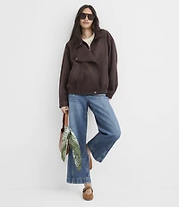 Faux Suede Asymmetrical Bomber Jacket