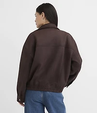 Faux Suede Asymmetrical Bomber Jacket
