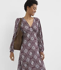 Medallion V-Neck Midi Dress