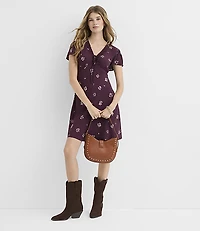 Petite Floral Lace Trim Bias Mini Dress