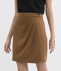 Faux Suede Mini Wrap Skirt