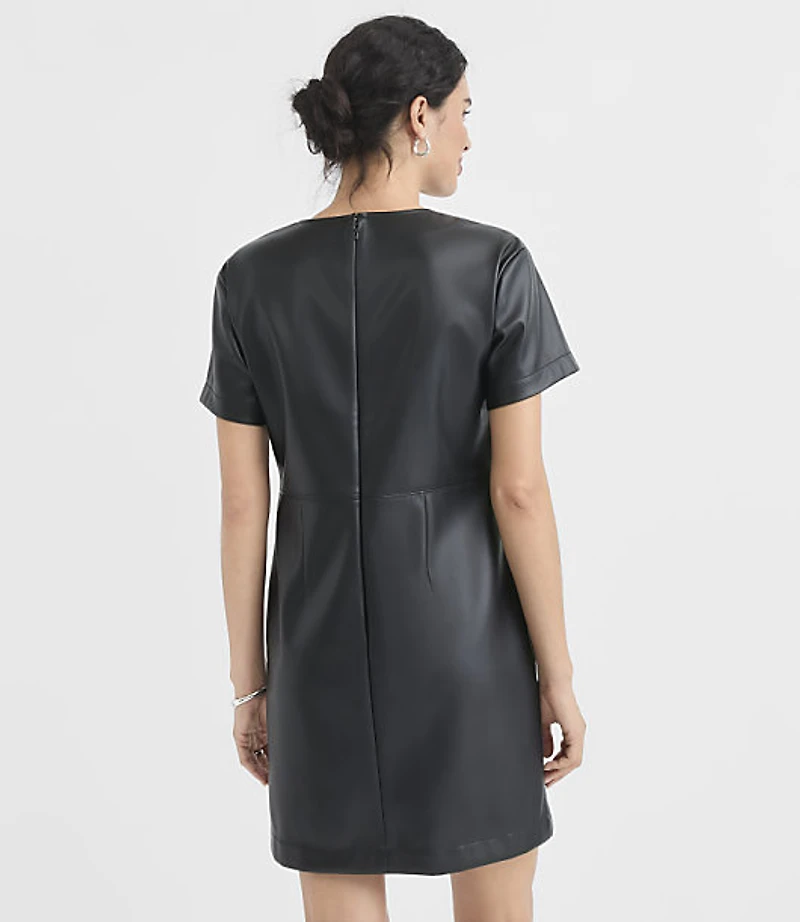 Faux Leather Mini Pocket Tee Dress