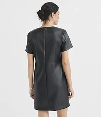 Faux Leather Mini Pocket Tee Dress