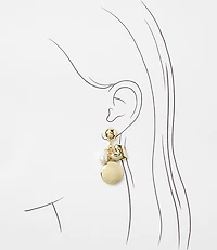 Pearlized Heart Cluster Drop Earrings