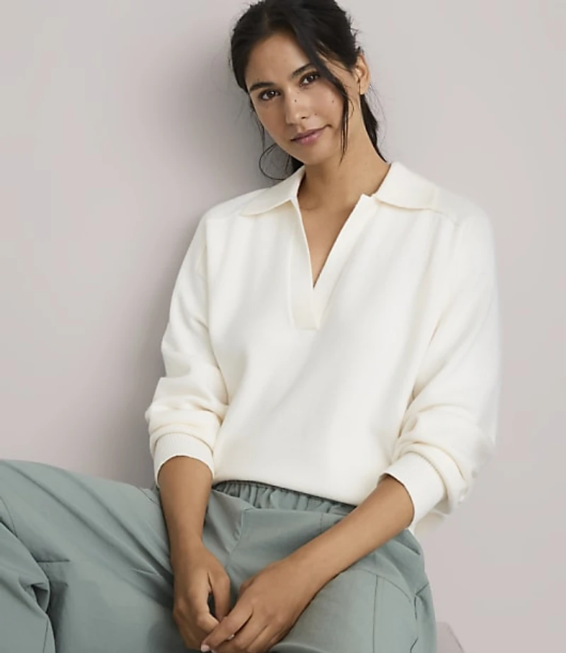 Petite Lou & Grey Cozy Jersey Polo Sweater