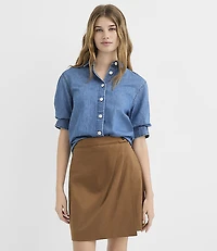 Chambray Puff Sleeve Shirt