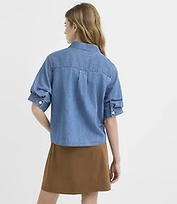 Chambray Puff Sleeve Shirt