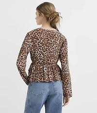 Leopard Print Peplum Wrap Top