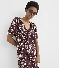 Bouquet Tie Neck Bias Midi Dress