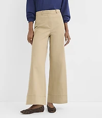 Petite Clean Wide Leg Pants Stretch Cotton