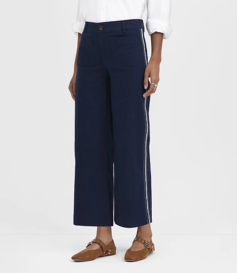 Palmer Wide Leg Crop Pants Striped Twill