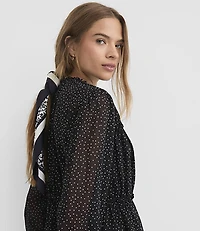 Dotted Ruched Peplum Blouse