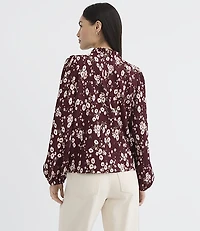 Bouquet Ruffle Split Neck Top