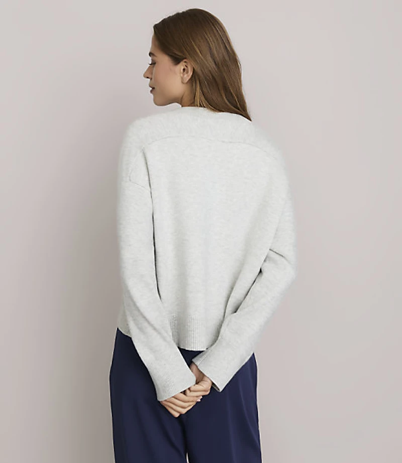 Lou & Grey Heathered Cozy Oversized V-Neck Sweater
