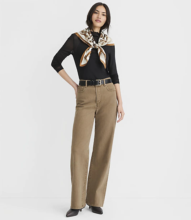 Mesh Ruffle Mock Neck Top