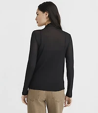 Mesh Ruffle Mock Neck Top
