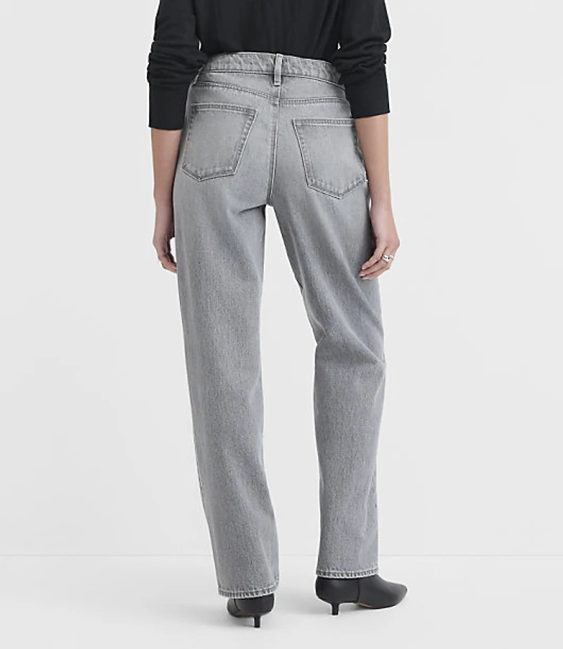 Rivete Curvy Mid Rise Crossover Relaxed Straight Jeans Grey Wash
