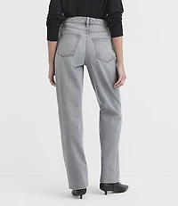 Rivete Curvy Mid Rise Crossover Relaxed Straight Jeans Grey Wash