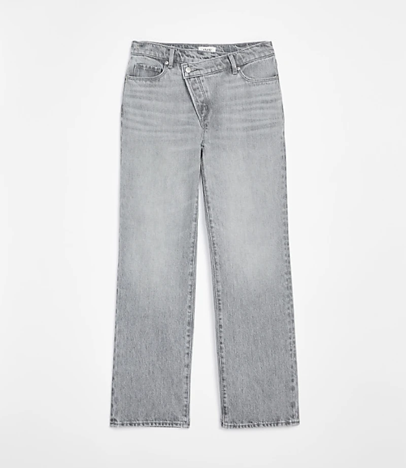 Rivete Curvy Mid Rise Crossover Relaxed Straight Jeans Grey Wash