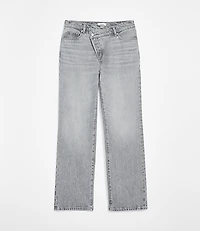 Rivete Curvy Mid Rise Crossover Relaxed Straight Jeans Grey Wash