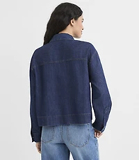 Chambray Tie Neck Shirt Refined Dark Indigo Wash
