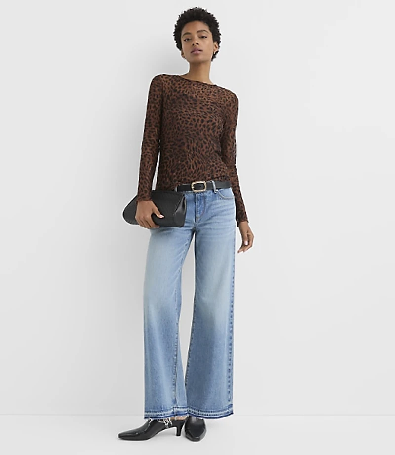 Leopard Print Lace Long Sleeve Top