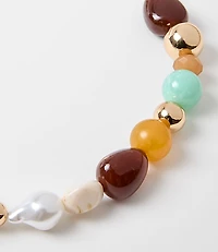 Pearlized Mixed Beaded Statement Necklace