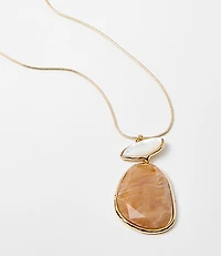 Marbleized Double Pendant Pull Tie Necklace