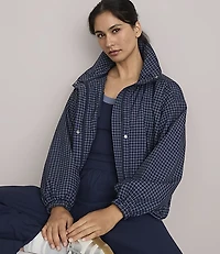 Lou & Grey Plaid Funnel Neck Jacket