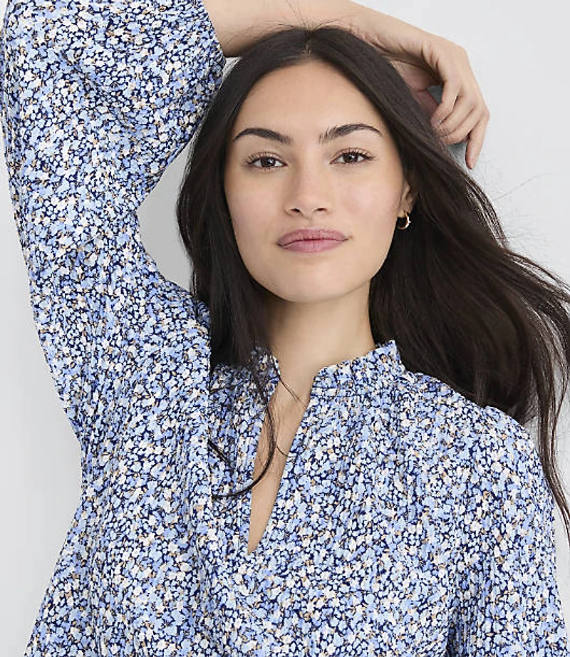 Garden Ruffle Split Neck Top