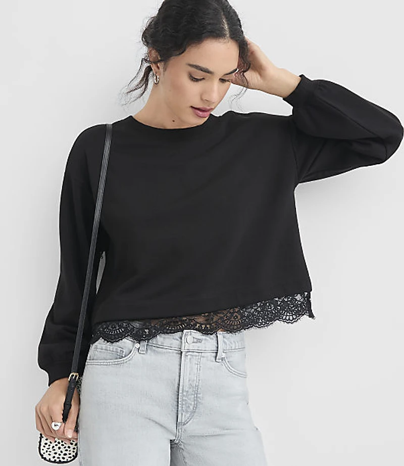 Lace Hem Sweatshirt