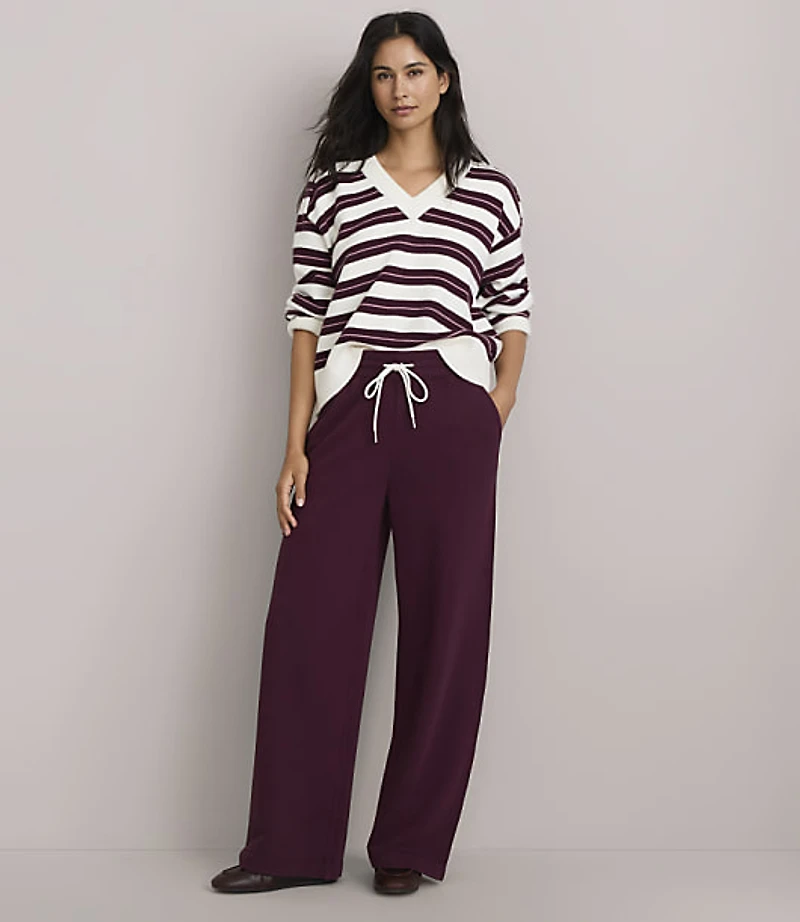 Lou & Grey Striped Cozy Oversized V-Neck Sweater