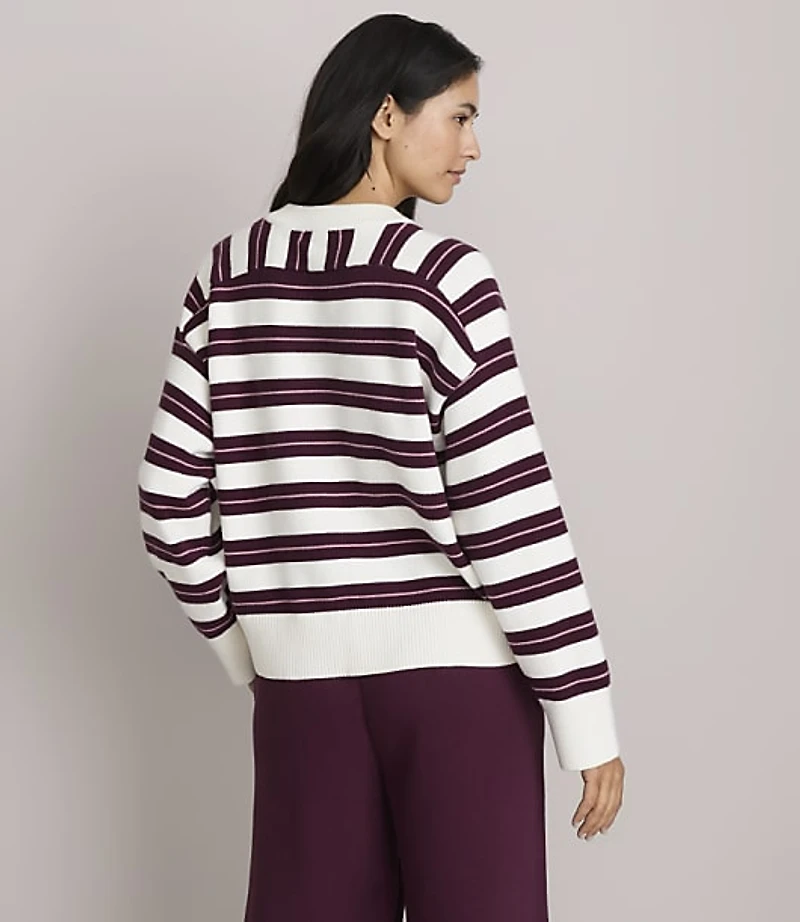 Lou & Grey Striped Cozy Oversized V-Neck Sweater