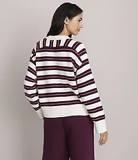 Lou & Grey Striped Cozy Oversized V-Neck Sweater