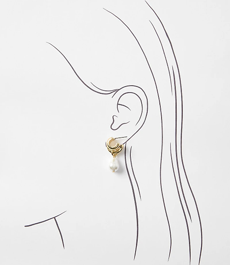 Pearlized Drop Double Hoop Earrings