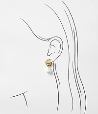 Pearlized Drop Double Hoop Earrings