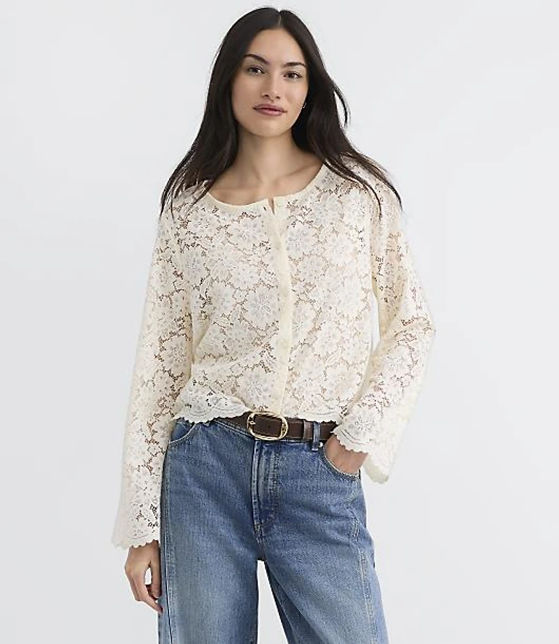 Floral Lace Cardigan Top