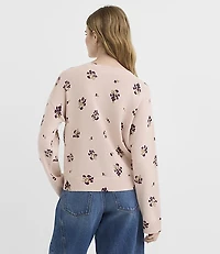 Petite Floral Relaxed V-Neck Sweater