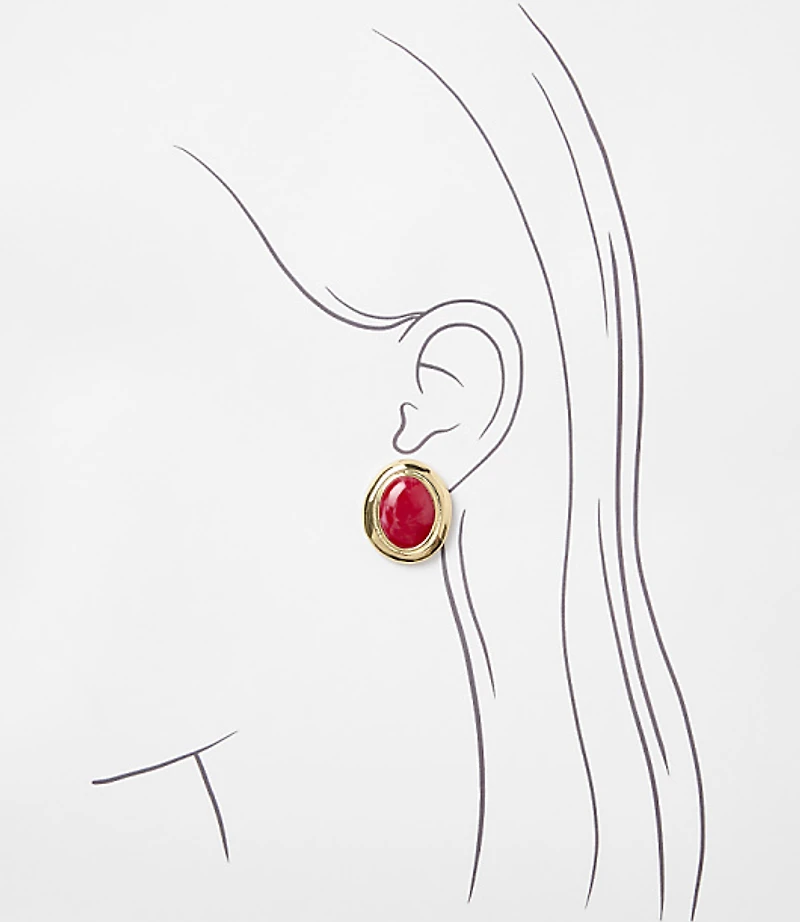 Marbleized Oval Statement Stud Earrings
