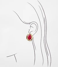 Marbleized Oval Statement Stud Earrings
