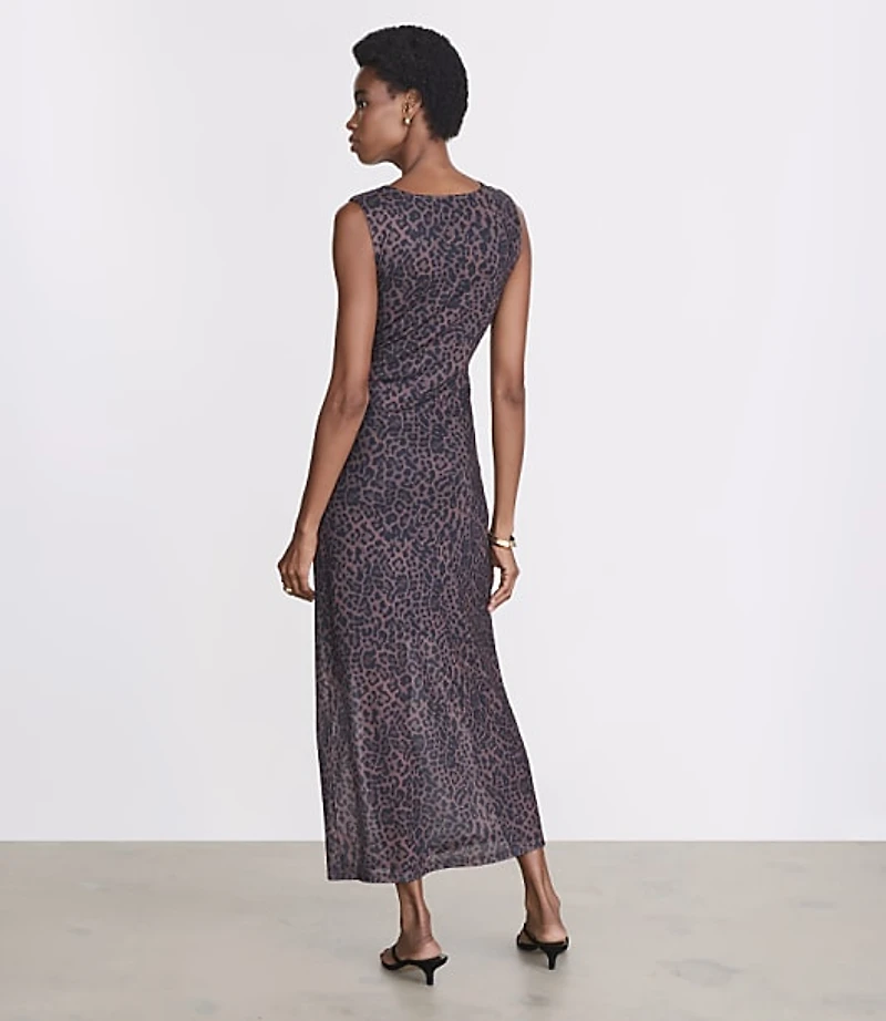 Petite LOFT Versa Leopard Print Mesh Maxi Dress