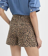 Petite Denim Wrap Skort Leopard Print